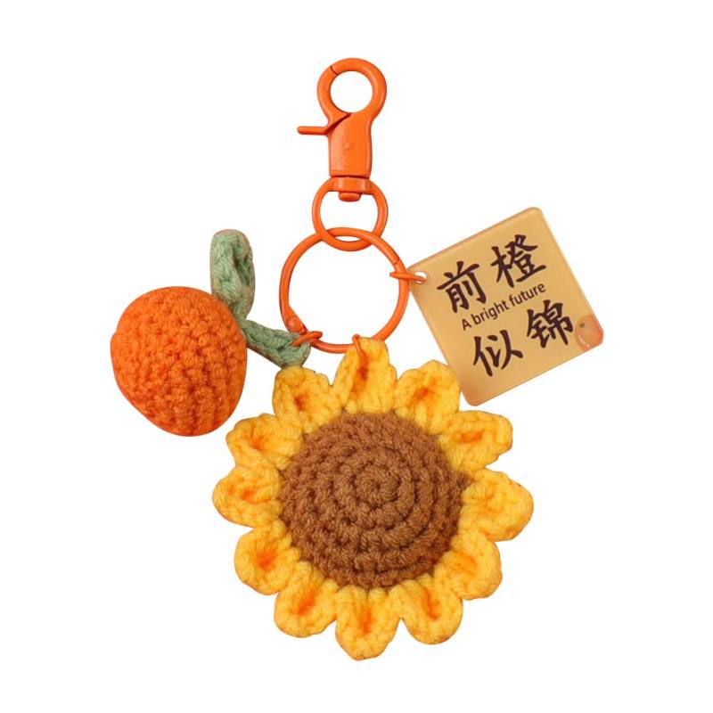 Aublinto Schlüsselanhänger Charm Anhänger,Gestrickter Schlüsselanhänger Anhänger Sonnenblume Schlüsselanhänger Personalisierte Kreative Schlüsselring Geschenk von Aublinto