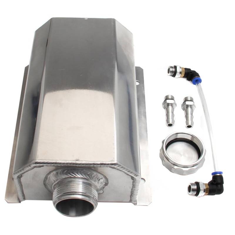 Auto Reservoir Tank,1L/2L Auto Kühlmitteltank Automotoren Ölbehälter Ölauffangbehälter aus Aluminium Universelle Wasserüberlauf Ausdehnungs Kühlmitteltank Reservoirflasche mit Ablassstopfen von Aublinto