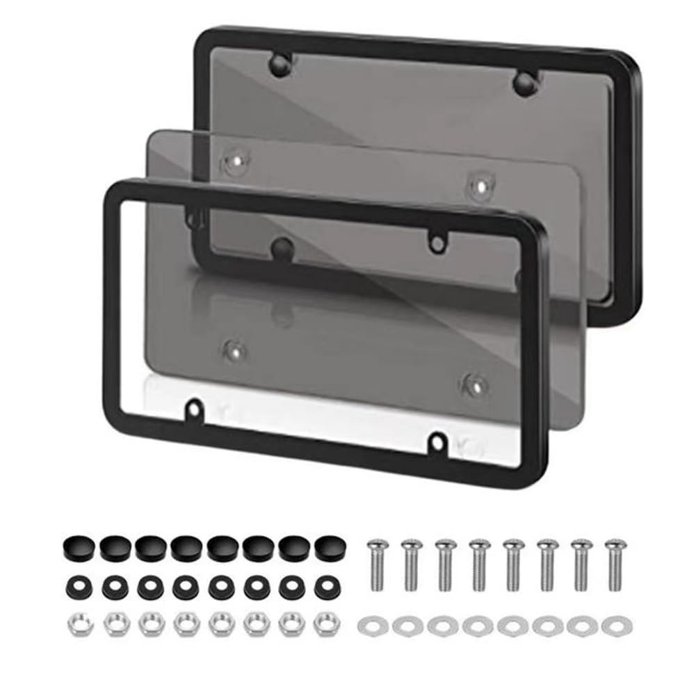 Optimierter Produkttitel: 2er Set Autokennzeichenrahmen - Lizenzplattenschutz & Abdeckung, Schwarze Kennzeichenschilder-Schutzrahmen für Fahrzeuge von Aublinto