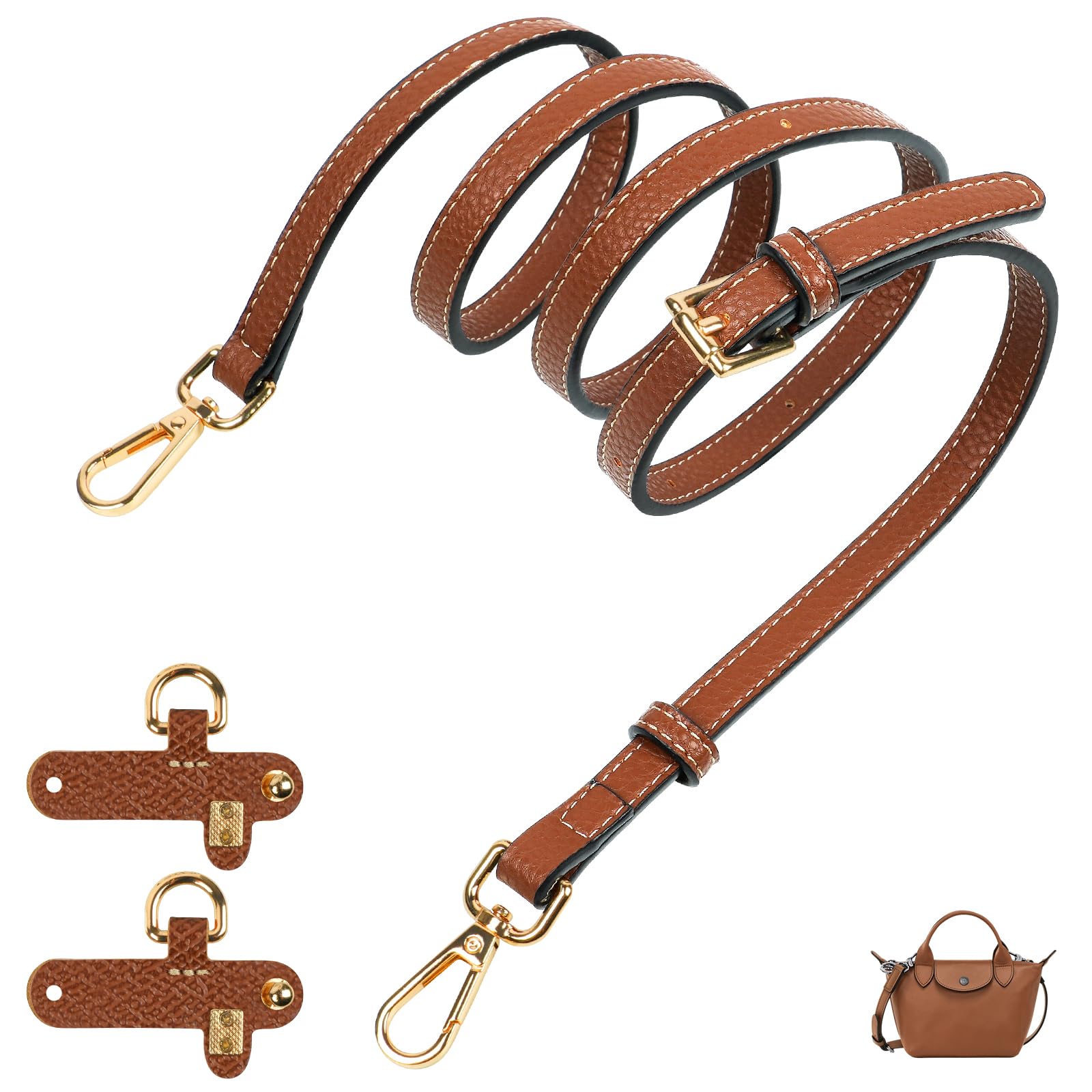 Aucuu Schultergurt für Longchamp Tasche Damen, Schulterriemen aus Leder für Minitaschen, Verstellbarer Schulterriemen, Tragegurte für Taschen, Taschengurt für Longchamp Mini Bag Crossbody Bag von Aucuu