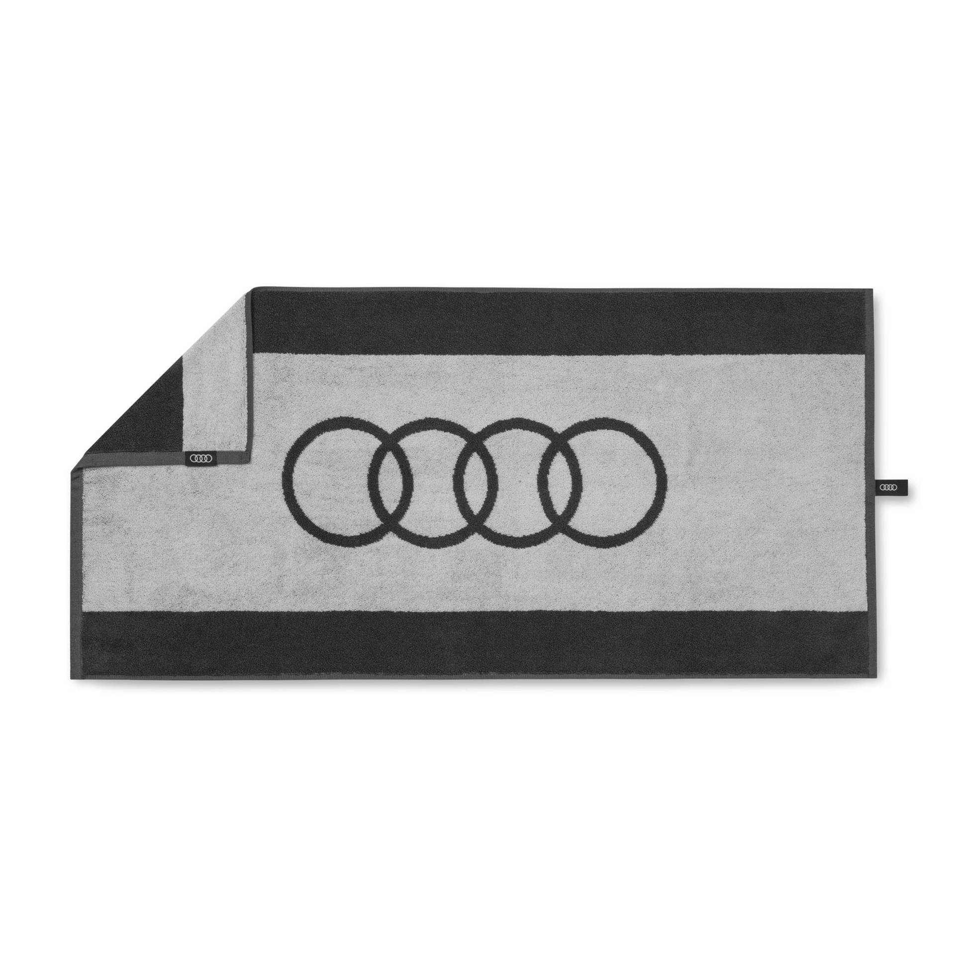 Audi 3132301800 Handtuch Ringe Logo Badetuch Badehandtuch Strandtuch, 150x80cm, grau von Audi collection