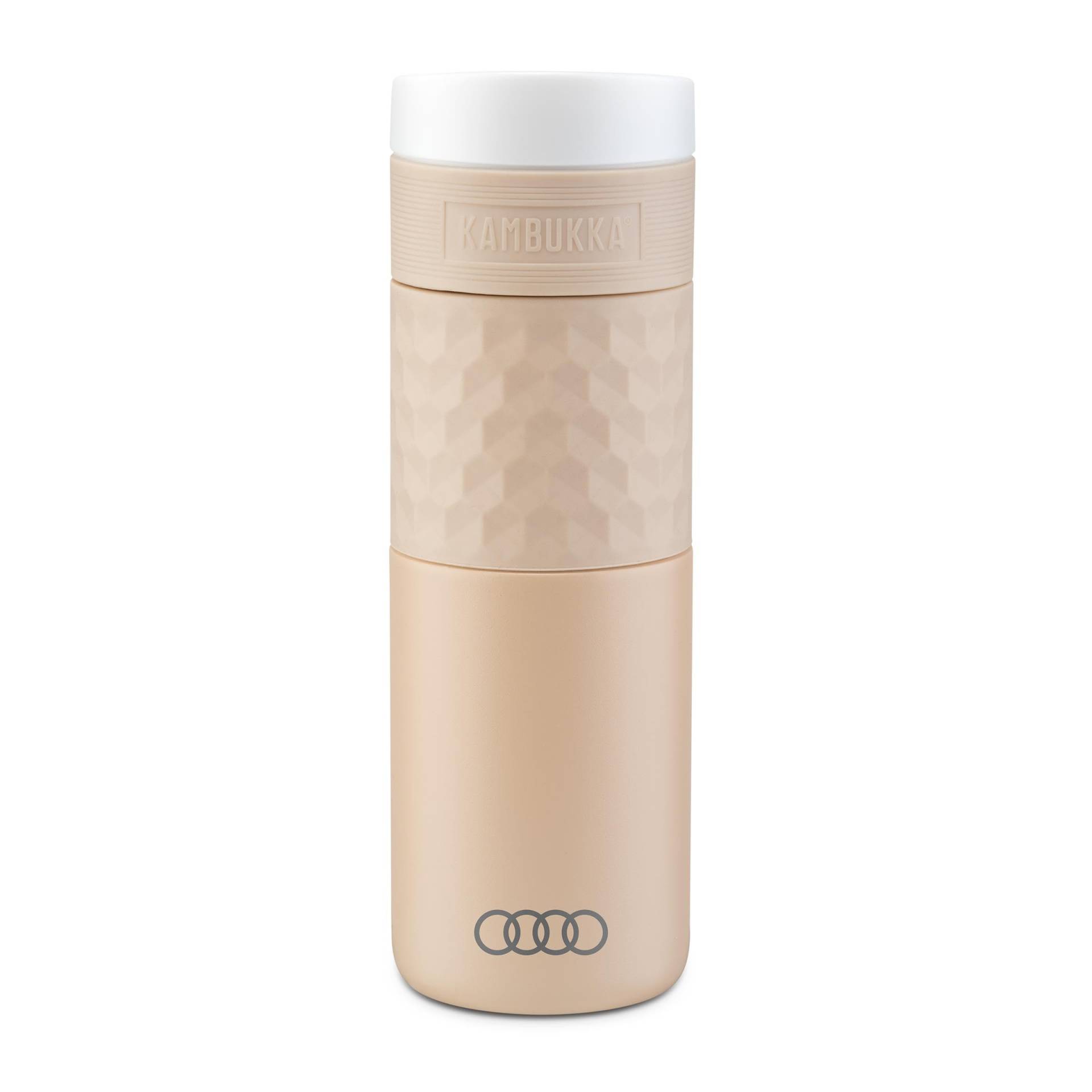 Audi 3292400200 Trinkflasche Isolierflasche Trinkbecher Thermosflasche 500ml, beige, mit Audi Ringe Logo von Audi collection