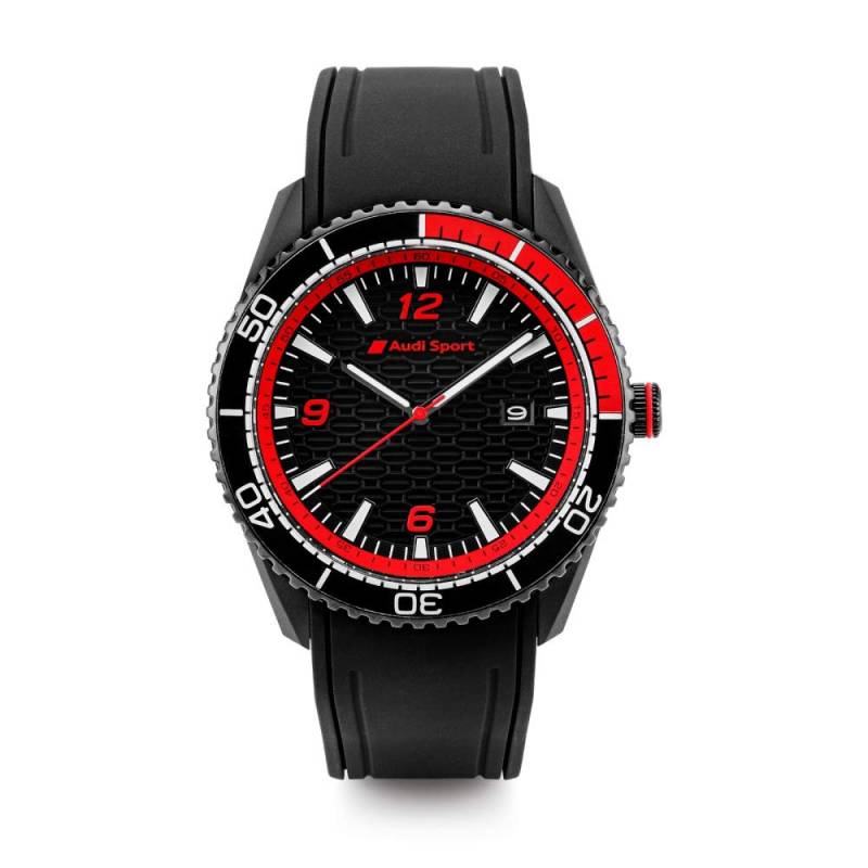 Audi 3102000200 Armbanduhr Sport Herren Uhr, schwarz/rot, Mittel von Audi