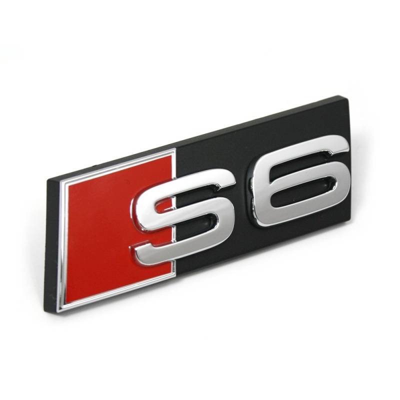 Audi 4F0853736F2ZZ Schriftzug S6 Kühlergrill Emblem Logo, chrom/rot/schwarz von Audi