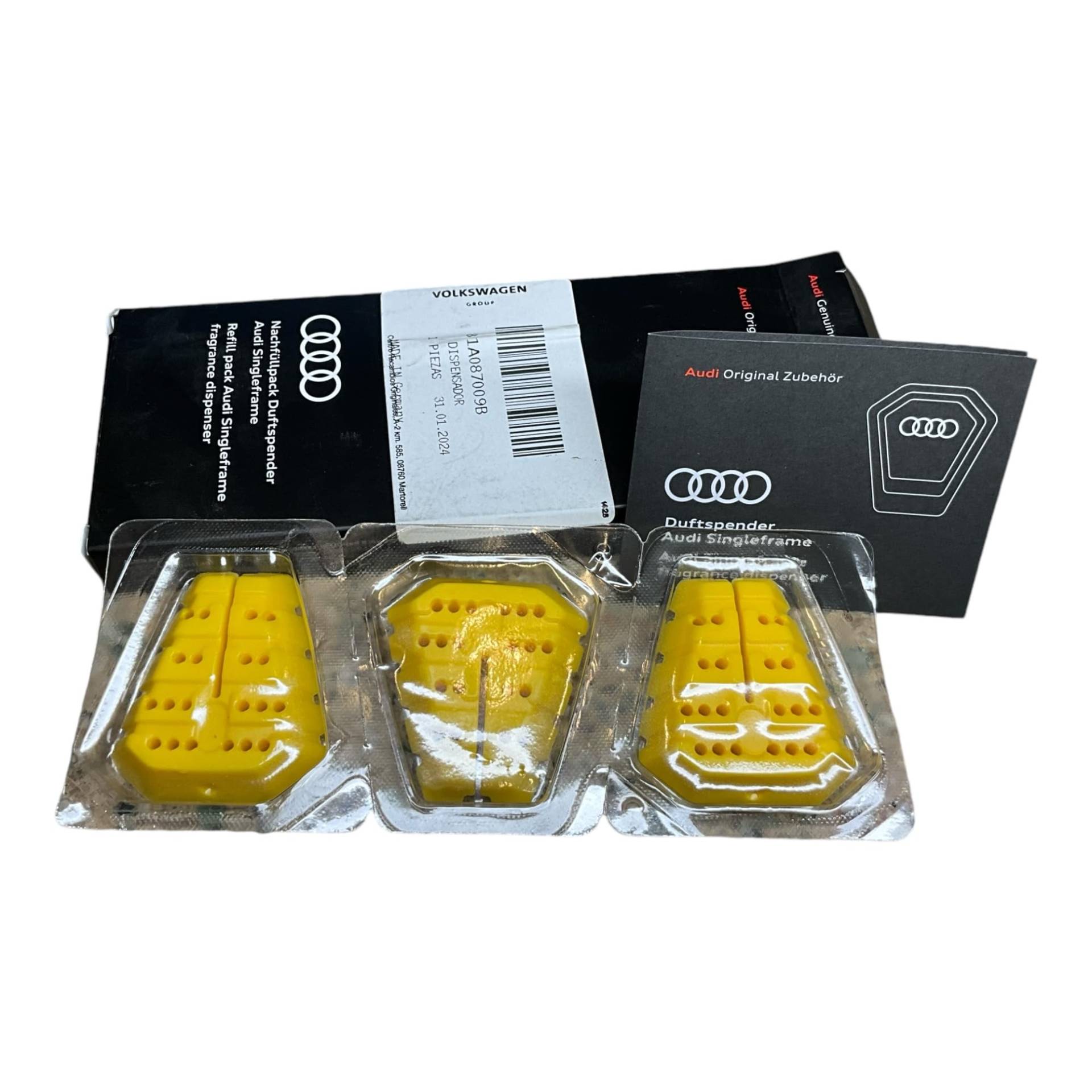 Audi 81A087009B Nachfüllpack Duftspender Singleframe Duftstick, Gelb Belebend von Audi