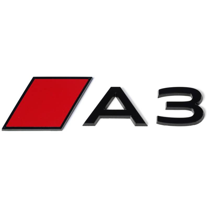 Audi 8Y0853740A5FQ Schriftzug A3 Aufkleber Sport Raute Modellbezeichnung Emblem, schwarz/rot von Audi