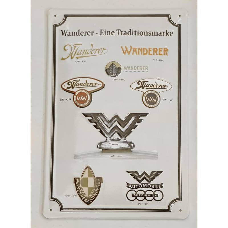 Audi A8-8978 Blechschild Wanderer Traditionsmarke Stahlblech Schild von Audi