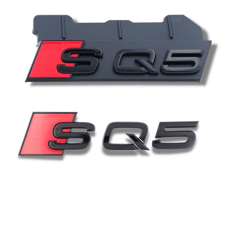 Original Audi Schriftzug - für SQ5 und weitere Audi Modelle, Schwarz, Tuning Exclusive Black Edition, Schriftzug-Set für Heckklappe & Kühlergrill, Mehrere Audi Modelle, Schriftzugpaket, Selbstklebend von Audi