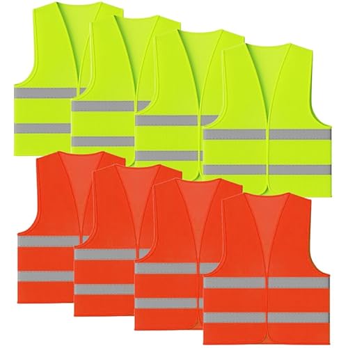 Audio frequency% 8 STK Warnwesten Auto Warnweste, Warnweste Erwachsene, Kfz Warnweste Für Die Nächtliche Straßenrettung（Grün Und Orange） von Audio frequency%