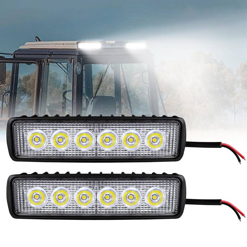 AufuN 2x LED Arbeitsscheinwerfer 18W LED Zusatzscheinwerfer Offroad Scheinwerfer 1600LM 12V/24V 6000K Arbeitslicht Wasserdicht IP67(2 Stück) von AufuN