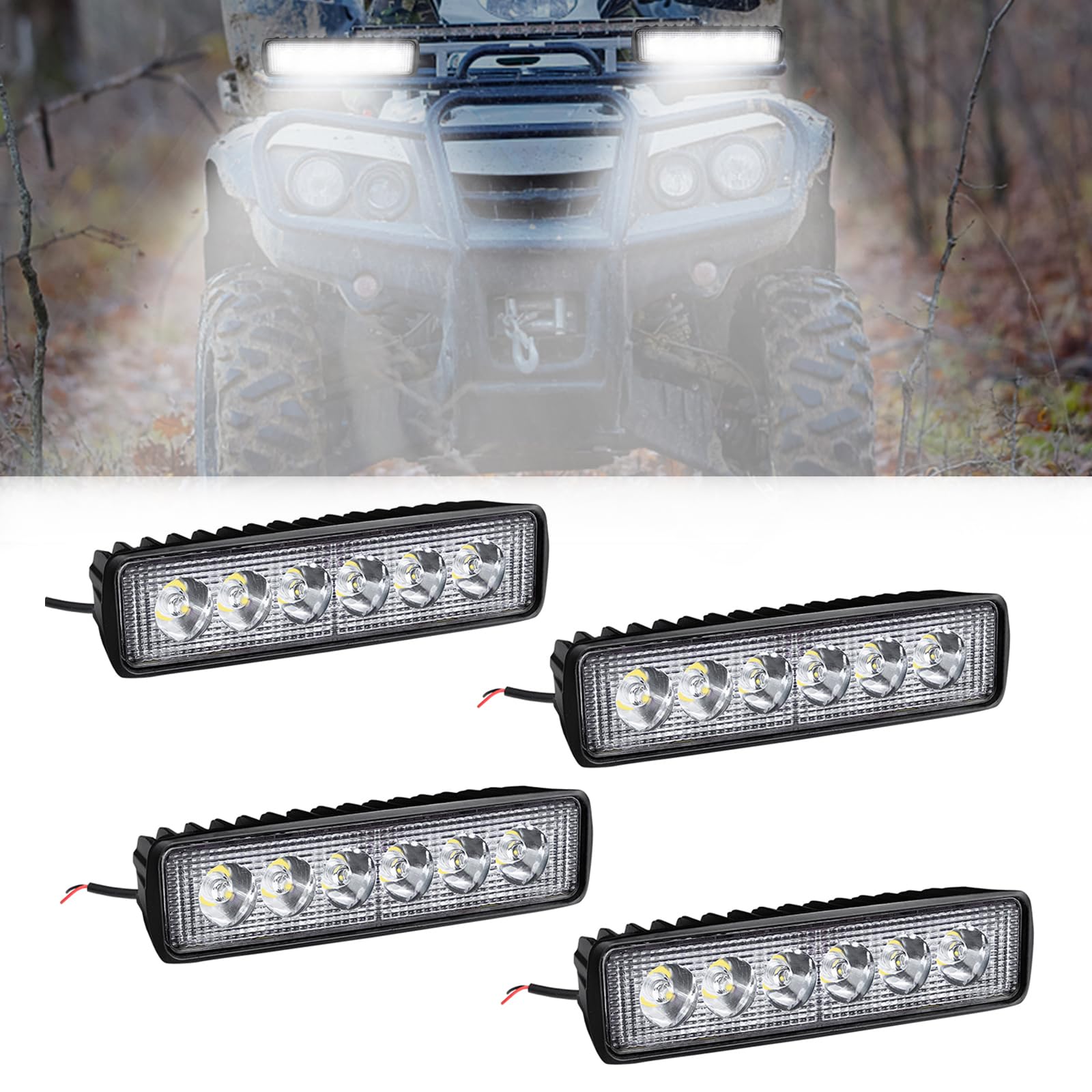 AufuN 4x LED Arbeitsscheinwerfer 18W LED Zusatzscheinwerfer Offroad Scheinwerfer 1600LM 12V/24V 6000K Arbeitslicht Wasserdicht IP67(4 Stück) von AufuN