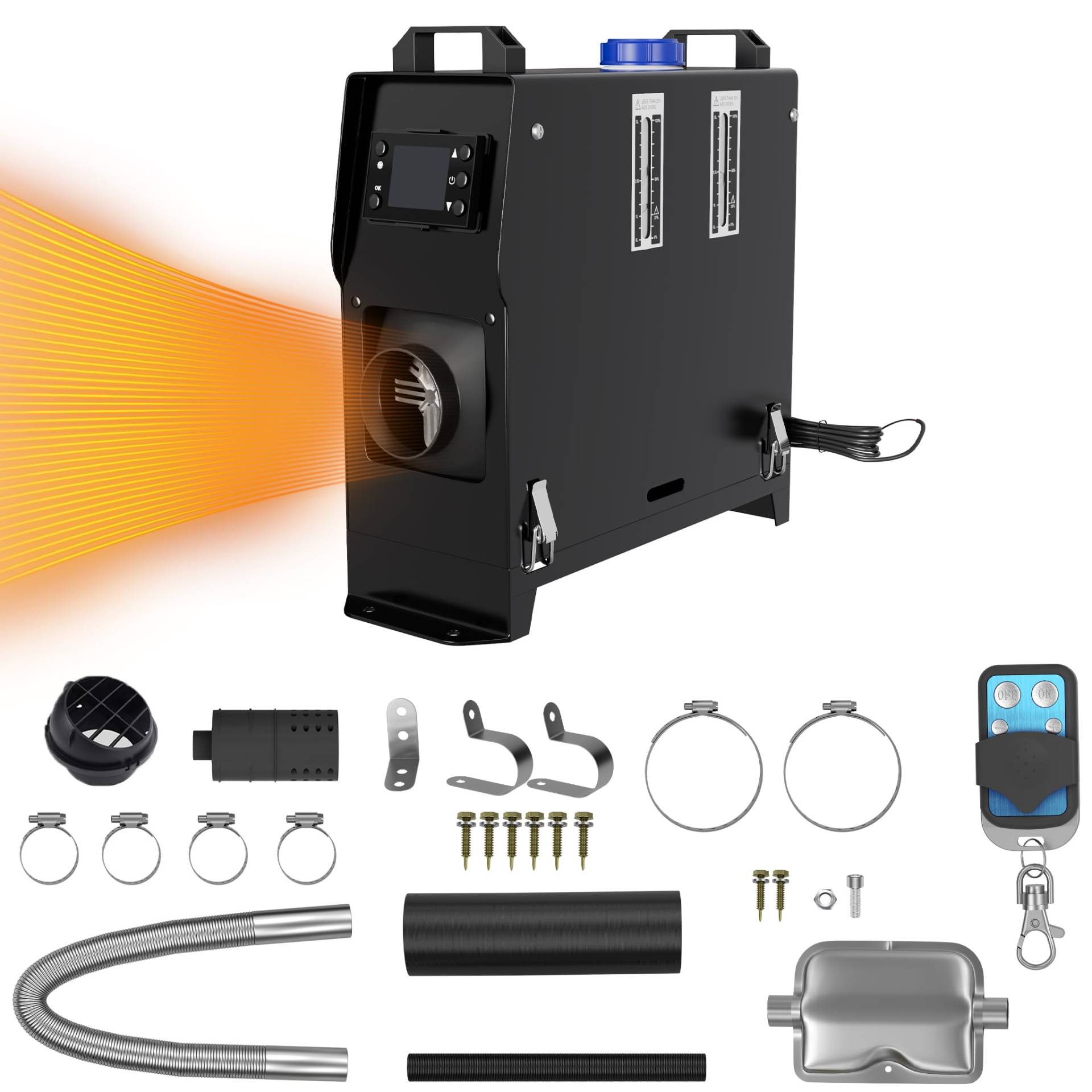 AufuN 8KW Standheizung Diesel, 12V Luft Dieselheizung Auto Heizung Lufterhitzer Dieselheizung mit Fernbedienung, LCD-Schalter für Auto RV Boote LKW Wohnmobil Bus (Schwarz) von AufuN