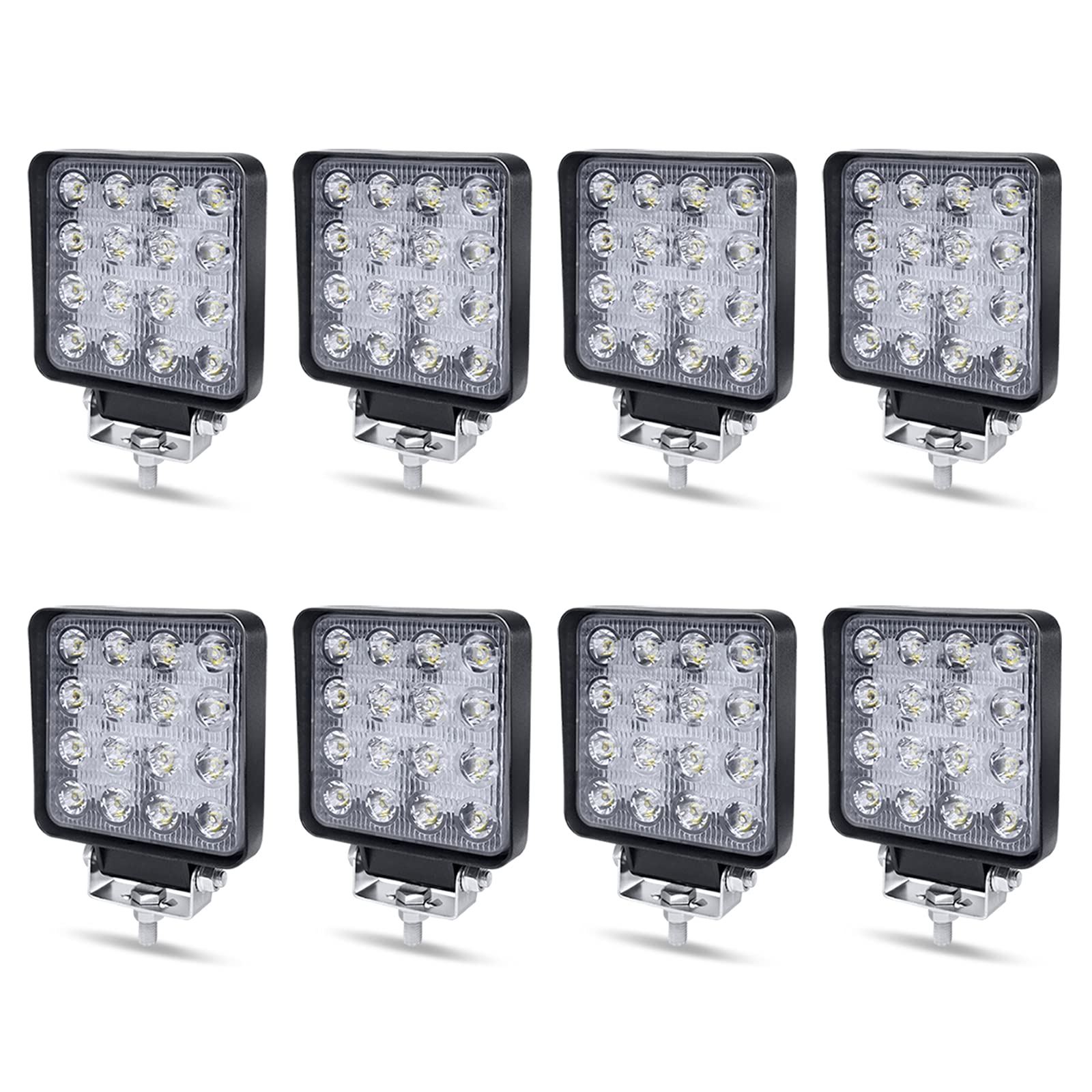 AufuN Arbeitsscheinwerfer LED 12V 48W Offroad Reflektor Flutlicht Zusatzscheinwerfer 4320lm, Scheinwerfer IP67 Wasserdicht für Traktor, SUV, UTV, ATV, 8 Stück von AufuN