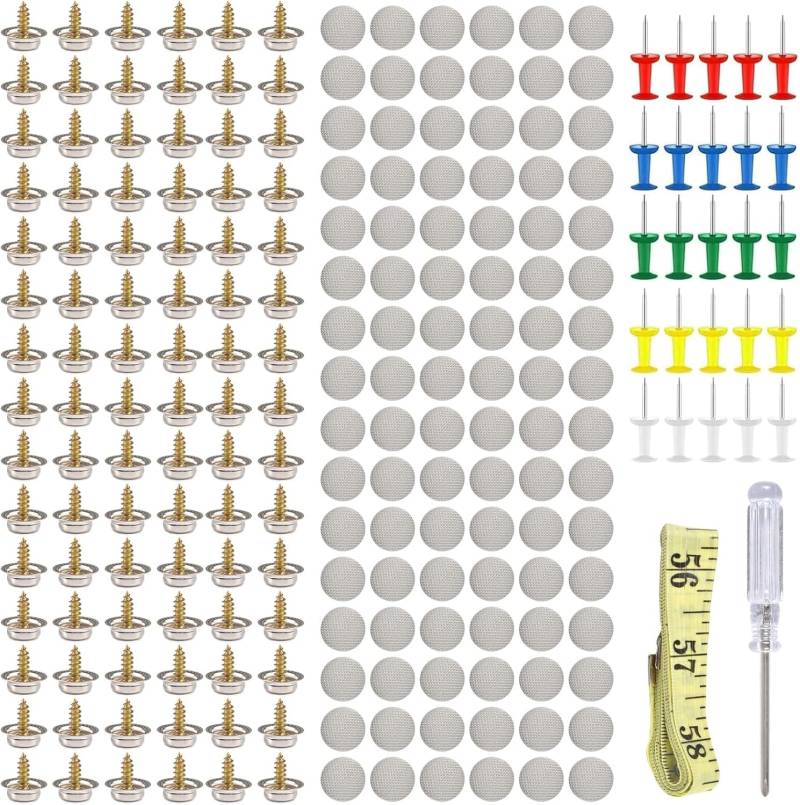 Dachhimmel Reparatur Set 100 Stück, Auto Reparatur Nieten Set, Universal Auto Dach Nieten, Dachhimmel Reparatur Knopf, Auto Dach Knöpfe mit Stecknadeln Schraubendreher Maßband für Mehrheit Autos von Auirshiky