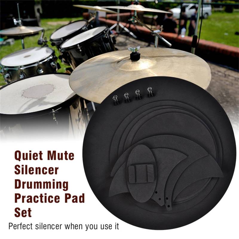 10 Stück Mute Drum Practice Pad Bass Drums Quiet Sound aus Schwarz von Aumotop