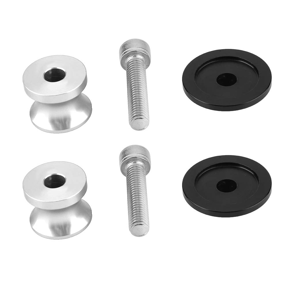 2 Stück 6 Mm Motorrad CNC-Hinterständer Schwingenspulenschieber Ständer Schwingenspulen Stabil und Robust für Allgemeine Motorräder Schwarz Blau Grün (Silber) von Aumotop