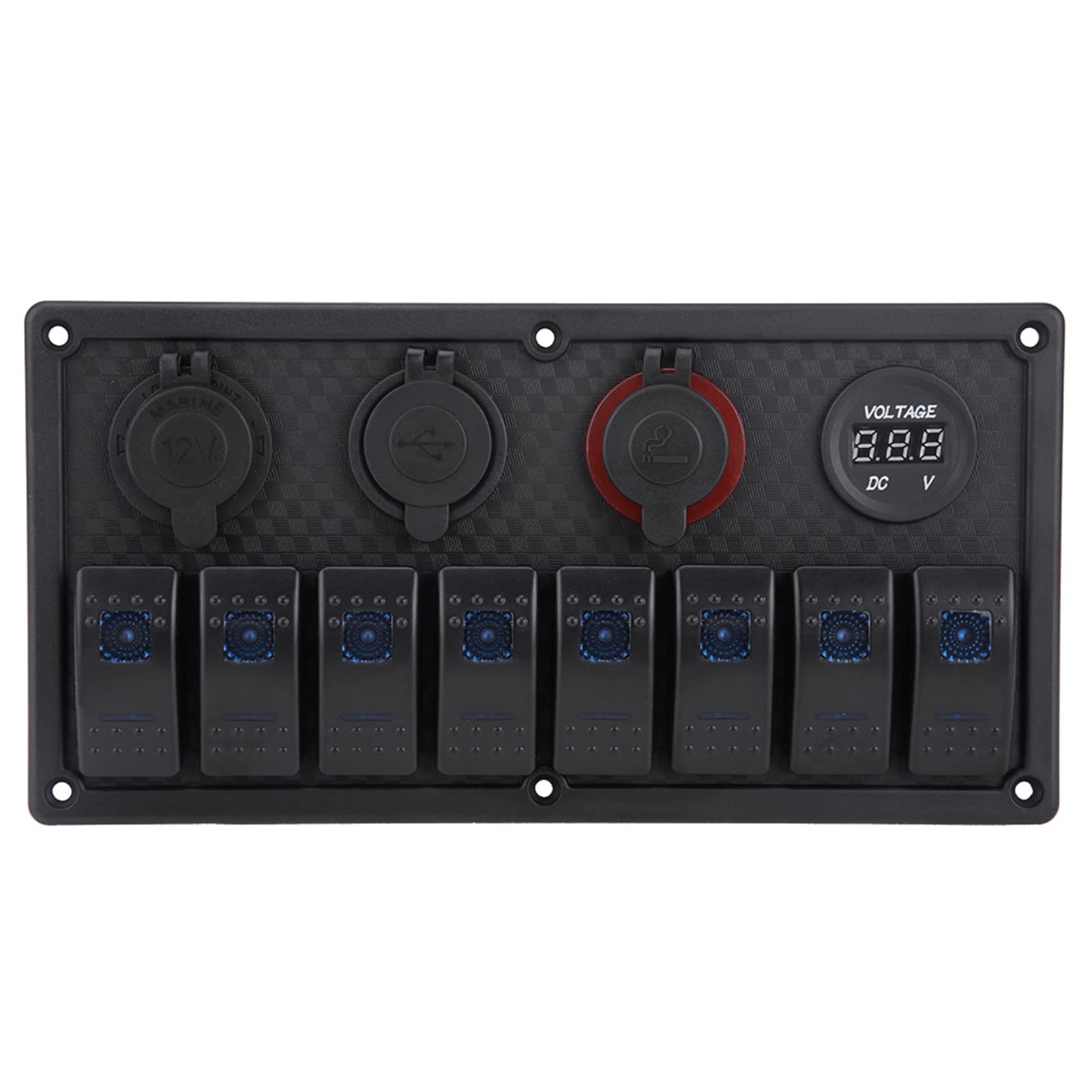 8 Gang LED Wippschalter Bedienfeld Dual USB Voltmeter Zigarettenanzünder Universal Boot Auto Panel Blaue Anzeige von Aumotop