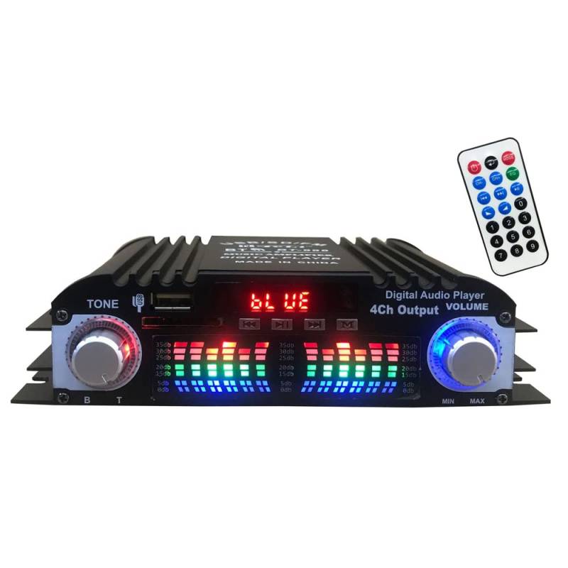 Aumotop Auto BT5.0 Audio-Leistungsverstärker 4-Kanal-Heimkino-Stereo-Receiver 12 V mit UKW-Radio USB/SDCard/AUX-in-LCD-Display von Aumotop