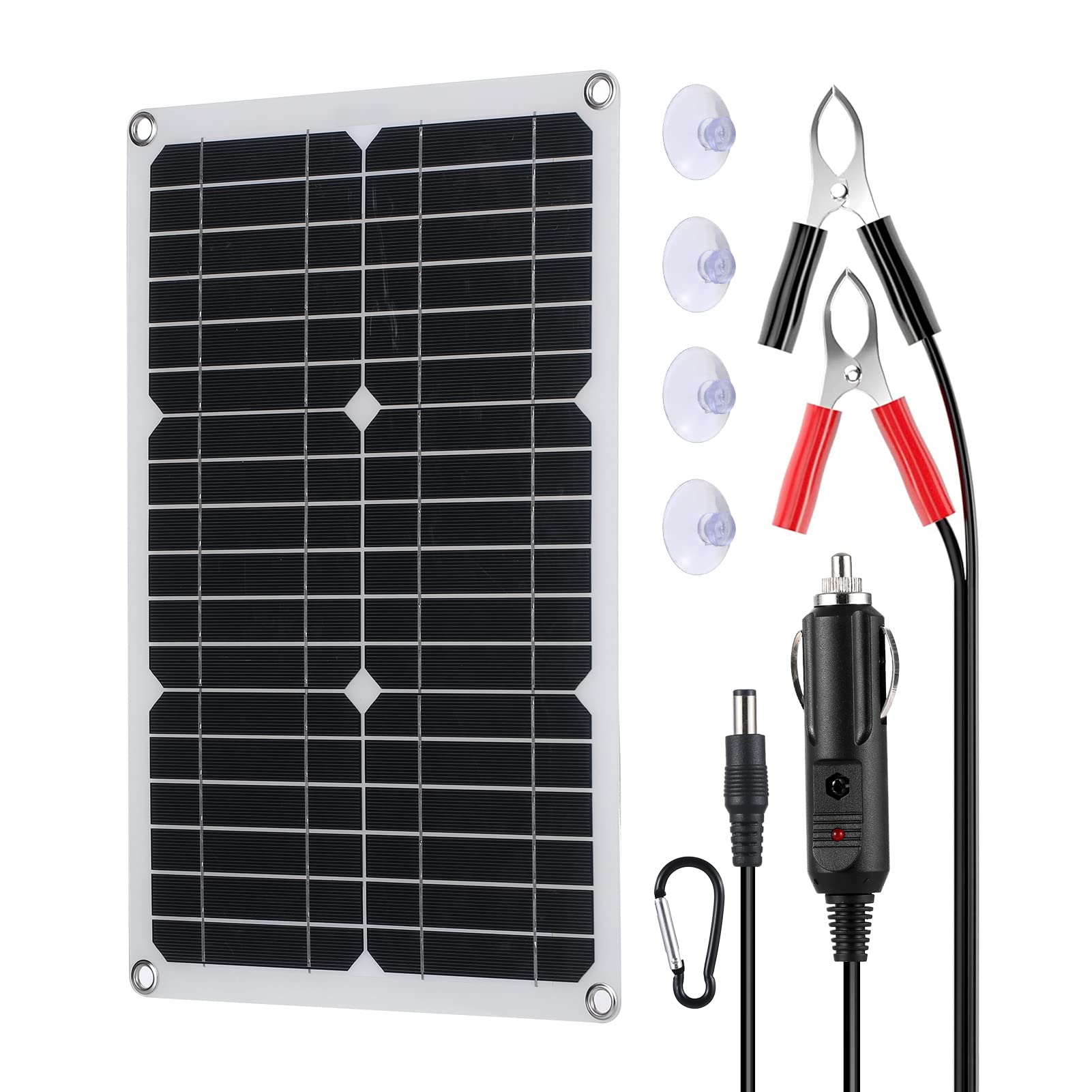 Aumotop Solarplatten, Solar Camping Solar Panels, 18 V 20 W Wasserdichtes für wiederaufladbare Akku-Überwachungskamera Micro-USB- und Typ-C-Anschluss von Aumotop