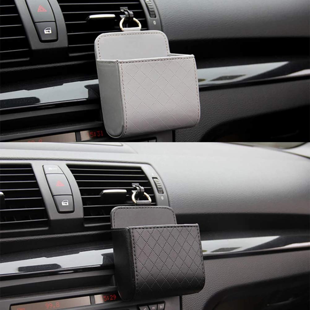 Auto Air Vent Aufbewahrungstasche Organizer Sonnenbrillenhalter Halterung Telefon Münze Schlüsselkartenetui mit Haken für Autoinnenzubehör (Schwarz) von Aumotop