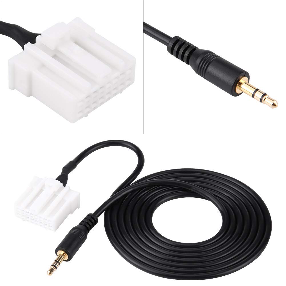 Auto-Audio-Aux-Kabel-Adapter, 3,5-mm-Klinke, CD-Schnittstelle, Mobilgeräte, MP3-Handys, Schwarz, 145 Cm von Aumotop