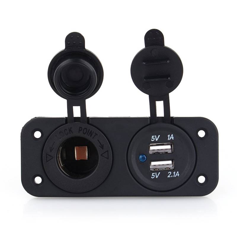 Auto Auto Zigarettenanzünder Steckdose Splitter Ladegerät Netzteil Steckdose Dual USB 12V Tragbarer Safe für Motorrad Auto LKW Zubehör Schwarz von Aumotop