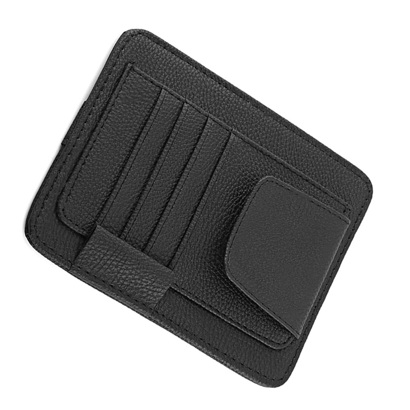 Car Sun Visor Organizer Beutetasche Kartenlagerbrillenhalter Clip Kompakt Multifunktional Platz Sparende PU Leder (Schwarz) von Aumotop