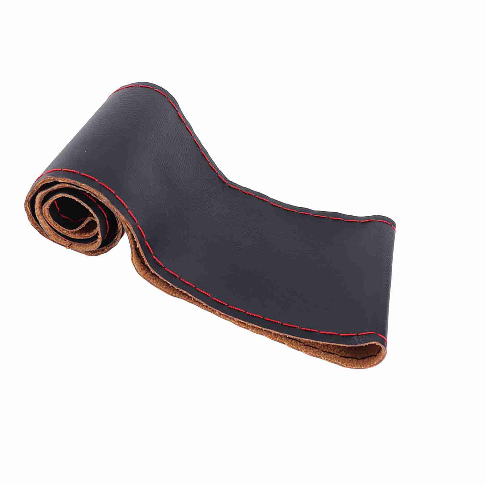 Elefantenhaut-Leder-Lenkradbezug, DIY-Nähset, Auto-Innenzubehör, Schwarz, Rot, Universell Passend für 38,1 Cm (Schwarz Rot) von Aumotop