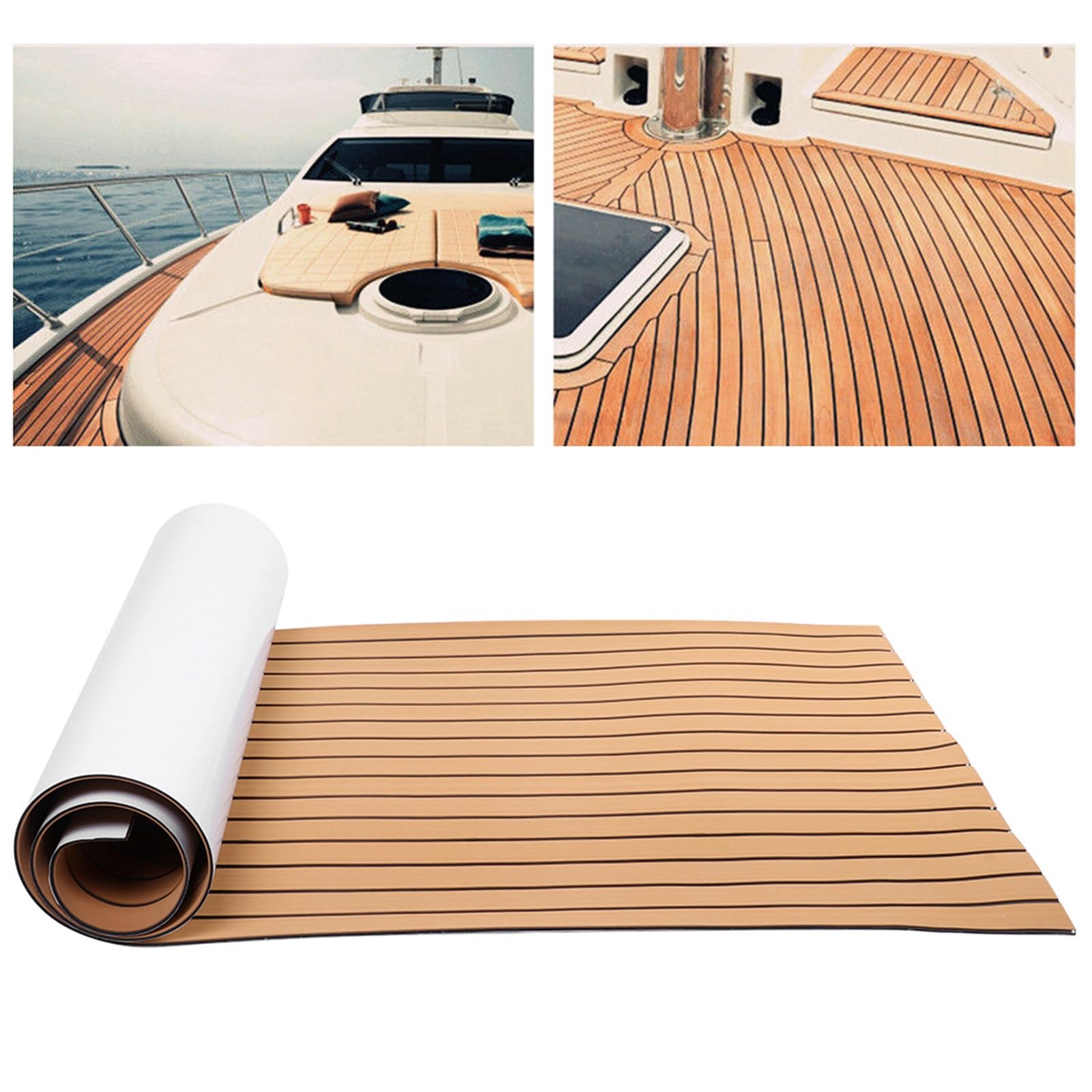 Marineboot-Eva-Schaum-Yacht-Deckplatte, Hochwertige, Hochdichte, rutschfeste Oberfläche für Nasse und Trockene Bedingungen, Gold und Schwarz, 90 X 240 cm (Gold+Schwarz) von Aumotop