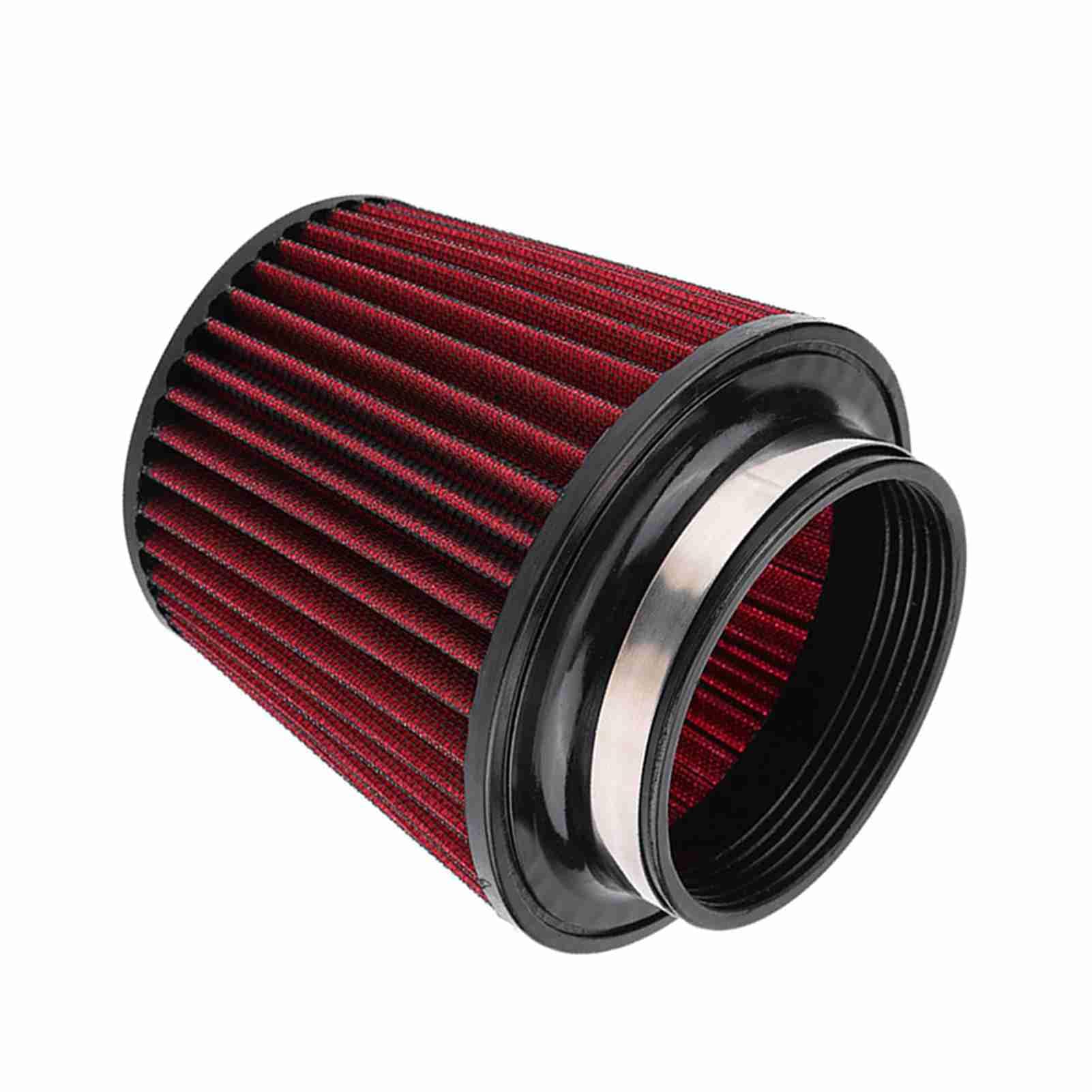 Universal Car Modification High Flow Inlet Air Intake Rundkegel-Luftfilterreiniger für Alle Modelle PU + Baumwollgaze Rot 6,3'/3,9' Luftfilter (100mm) von Aumotop