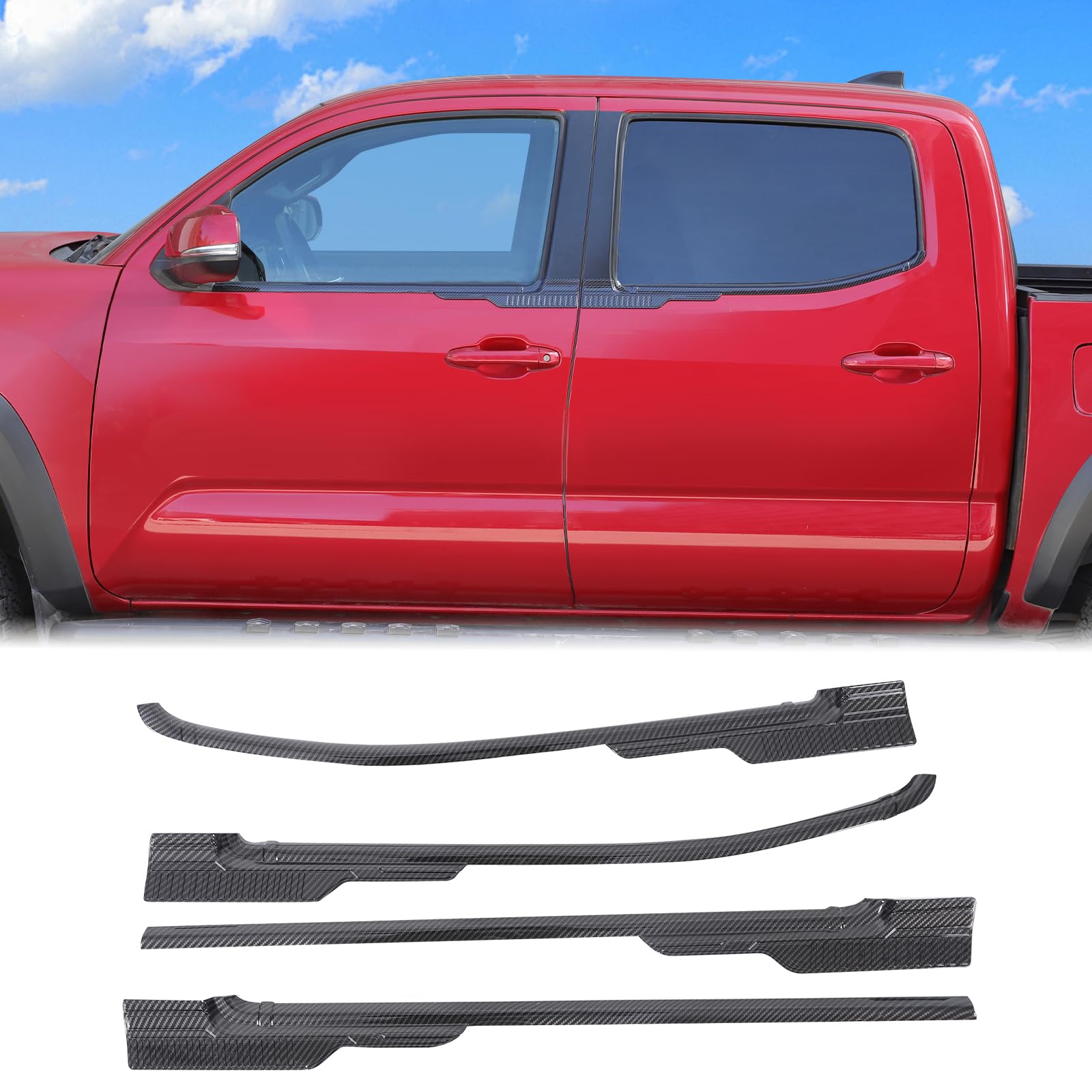 Aunginsy Tür-/Fenster-Unterverkleidungsstreifen, kompatibel mit Toyota Tacoma 2015–2023, Auto-Außenseitentür, Fenster, untere Abdeckung, Wetterleiste, dekorative Abdeckung, Schutz, ABS-Außenzubehör von Aunginsy