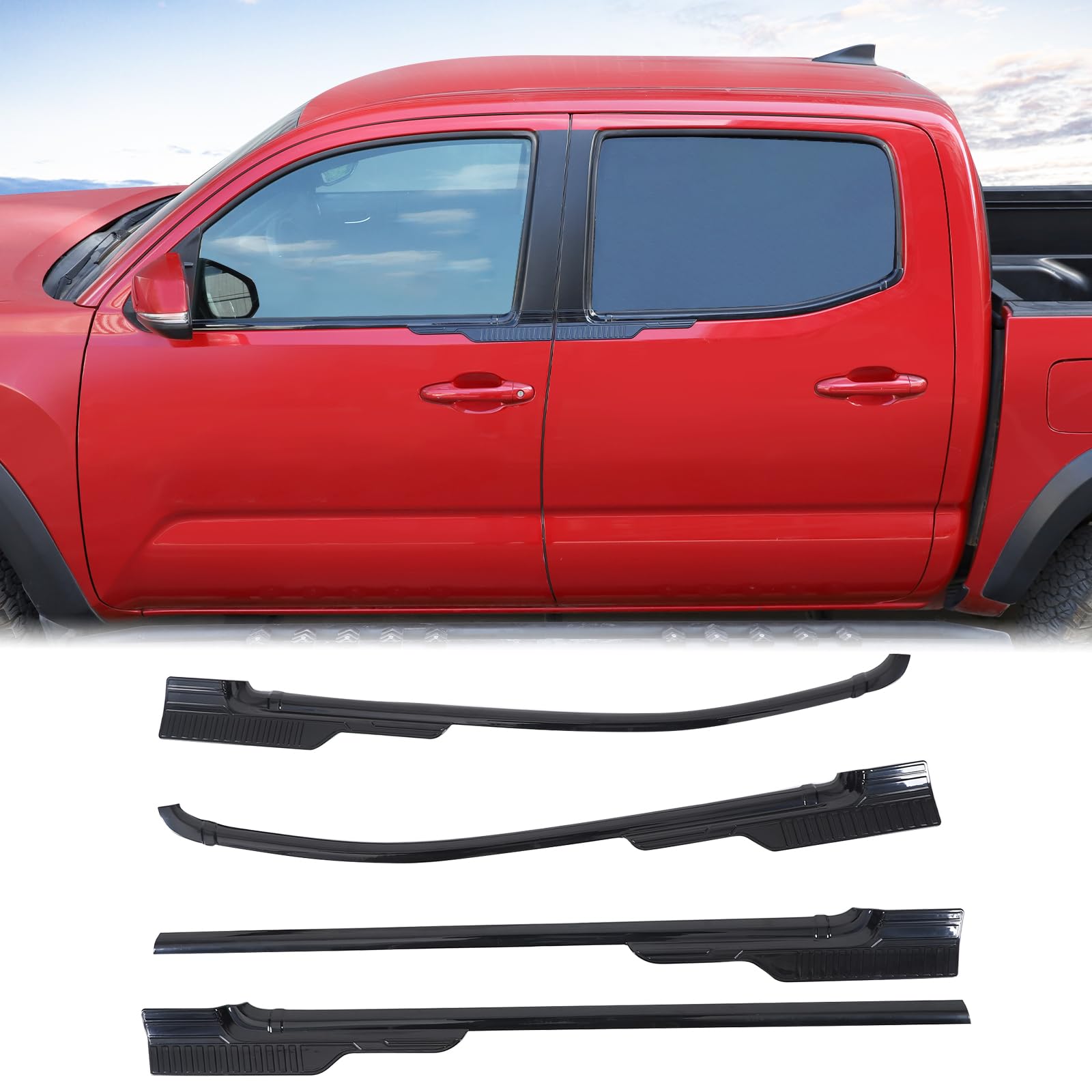 Aunginsy Tür-/Fenster-Unterverkleidungsstreifen, kompatibel mit Toyota Tacoma 2015–2023, Auto-Außenseitentür, Fenster, untere Abdeckung, Wetterleiste, dekorative Abdeckung, Schutz, ABS-Außenzubehör von Aunginsy