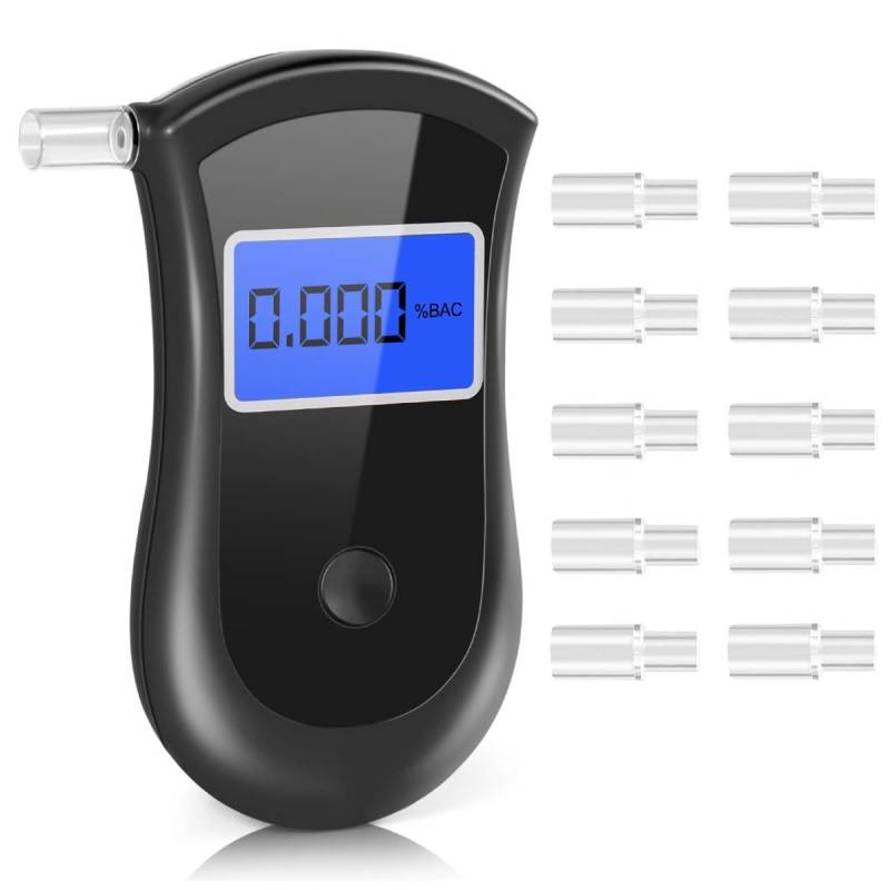 Tragbarer Alkoholtester, zertifiziert aktualisiert 2025, Alkoholtester mit digitalem LCD-Display, tragbarer Alkoholtest für Zuhause, Alkoholtester mit 10 Mundstücken für den Transport, geeignet für von Aunnhon