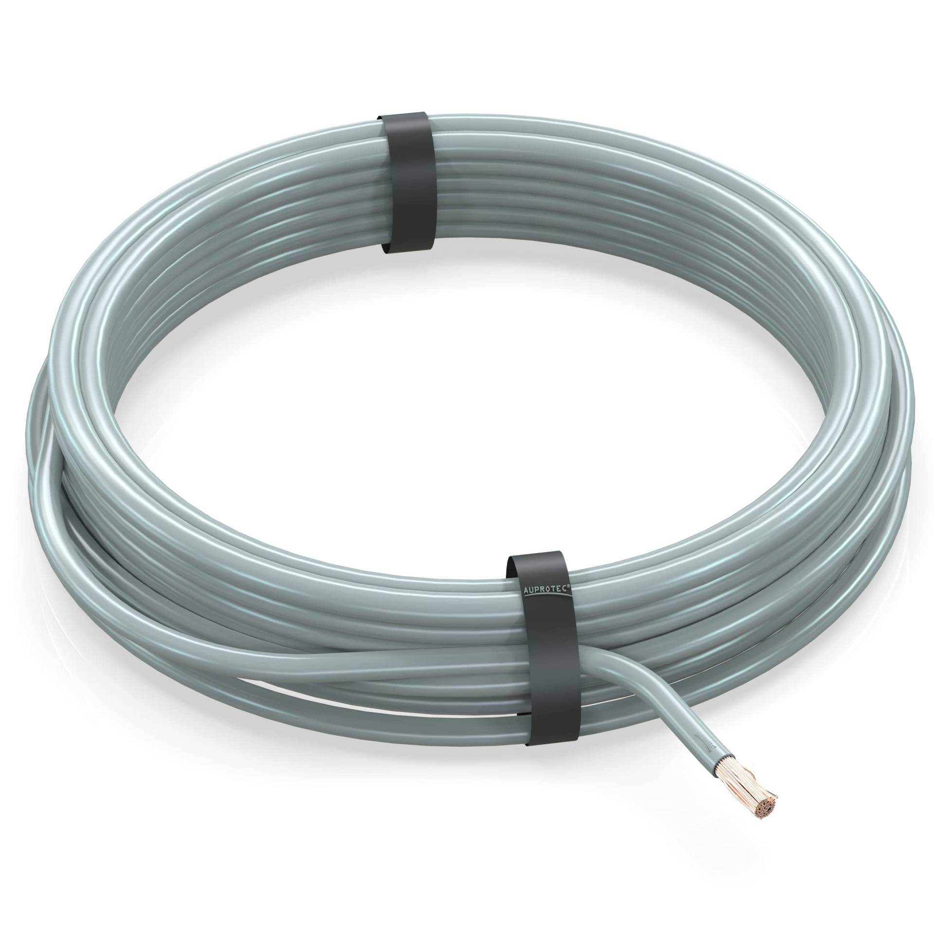 AUPROTEC 10m Fahrzeugleitung 0,50 mm² FLRY-B Auto Kabel als Ring Farbe grau von AUPROTEC