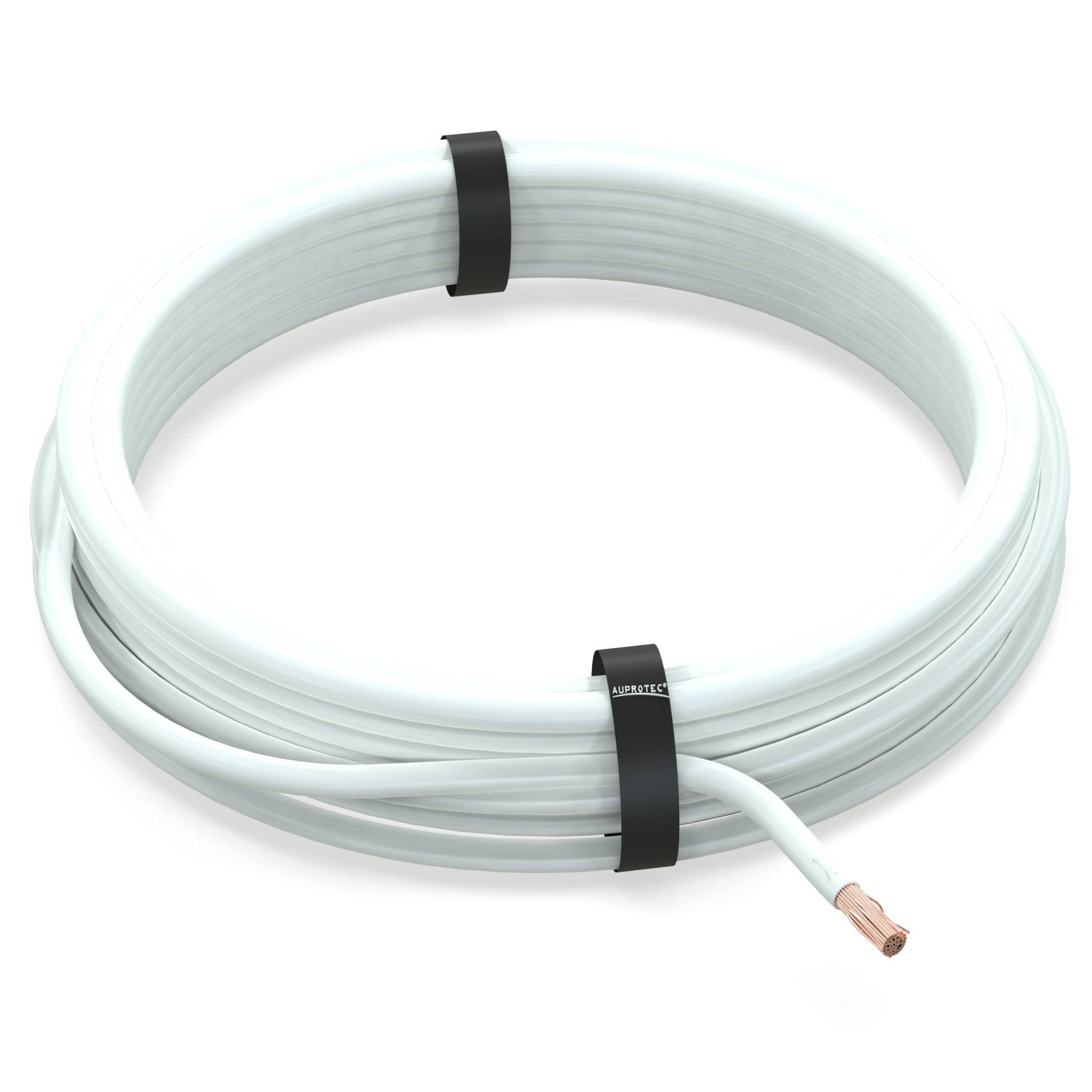 AUPROTEC 10m Fahrzeugleitung 0,50 mm² FLRY-B Auto Kabel als Ring Farbe weiß von AUPROTEC