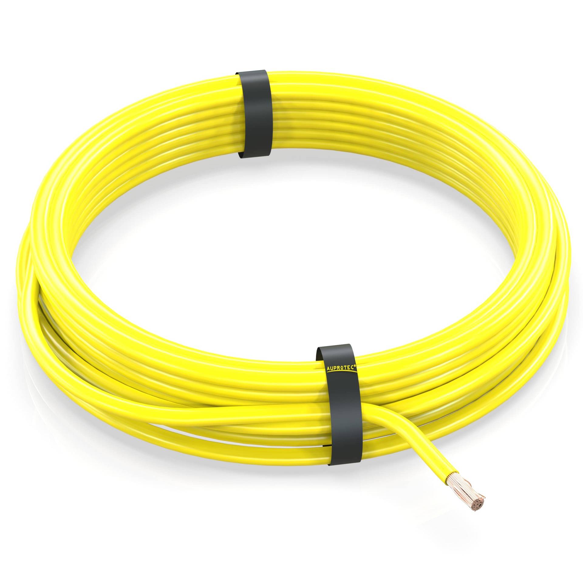 AUPROTEC 5m Fahrzeugleitung 0,50 mm² FLRY-B Auto Kabel als Ring Farbe gelb von AUPROTEC