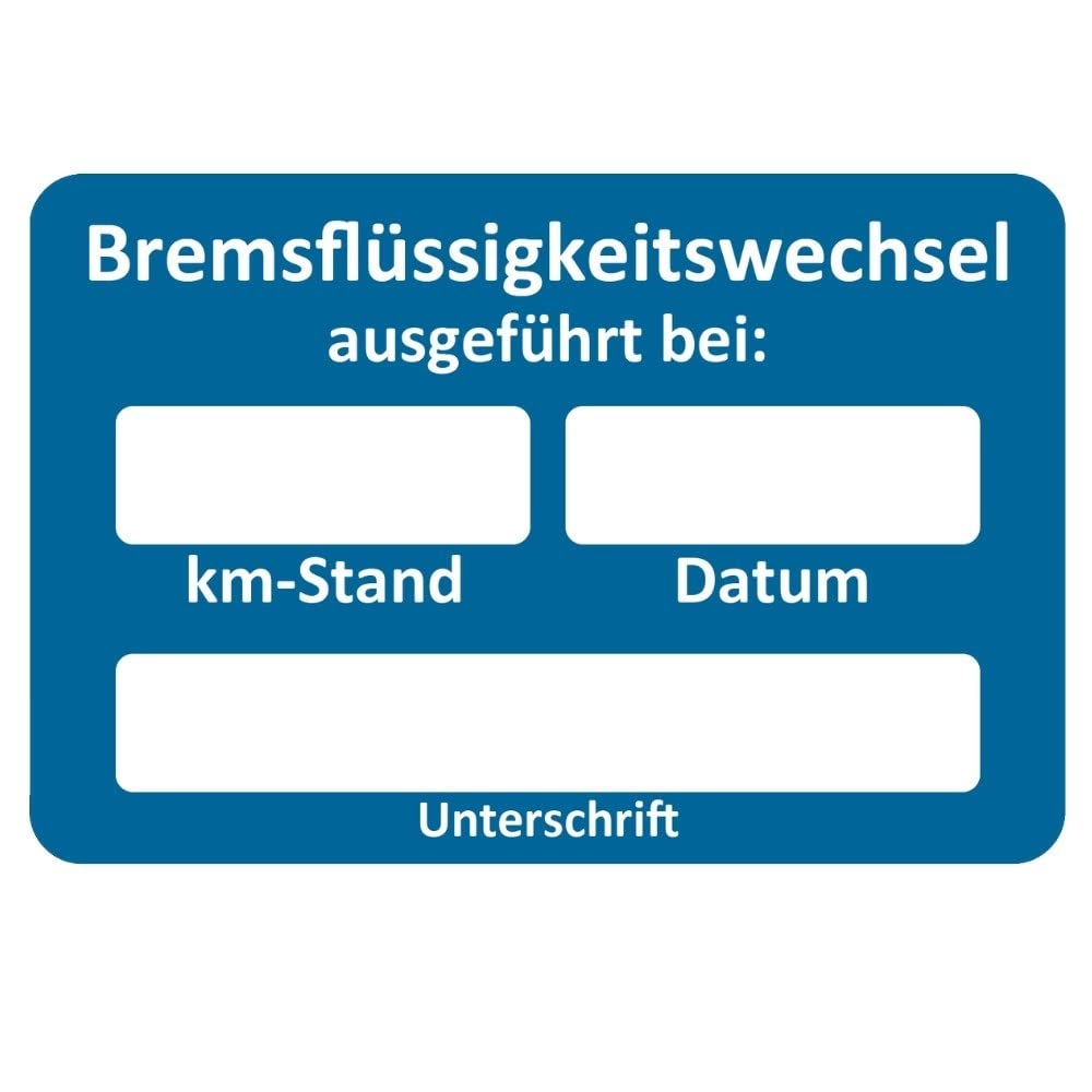 AUPROTEC Kundendienst Aufkleber Werkstatt Serviceaufkleber Auswahl: 5 Stück, Bremsflüssigkeitswechsel ausgeführt am von AUPROTEC