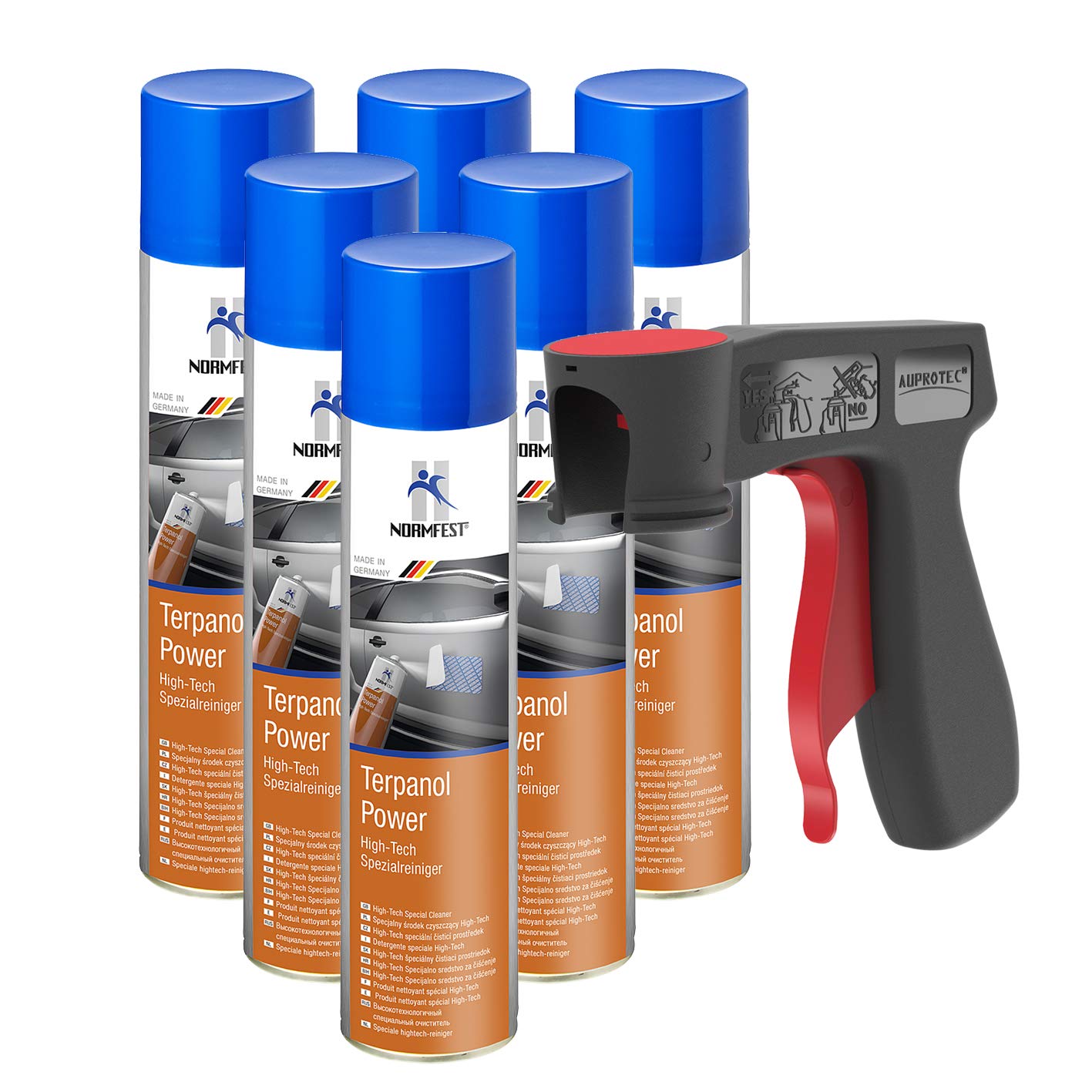 AUPROTEC High Tech Spezialreiniger Power Spray 6X 400ml + 1x Original Pistolengriff von AUPROTEC