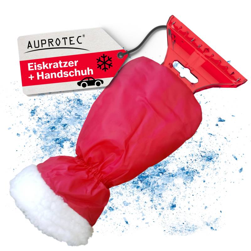 AUPROTEC Eiskratzer mit Handschuh gefüttert/Eiskratzer Auto mit Handschuh/Schneekratzer Auto/Scheibenkratzer Winter/Eisschaber Auto/Eiskratzer Auto Handschuh - Rot von AUPROTEC