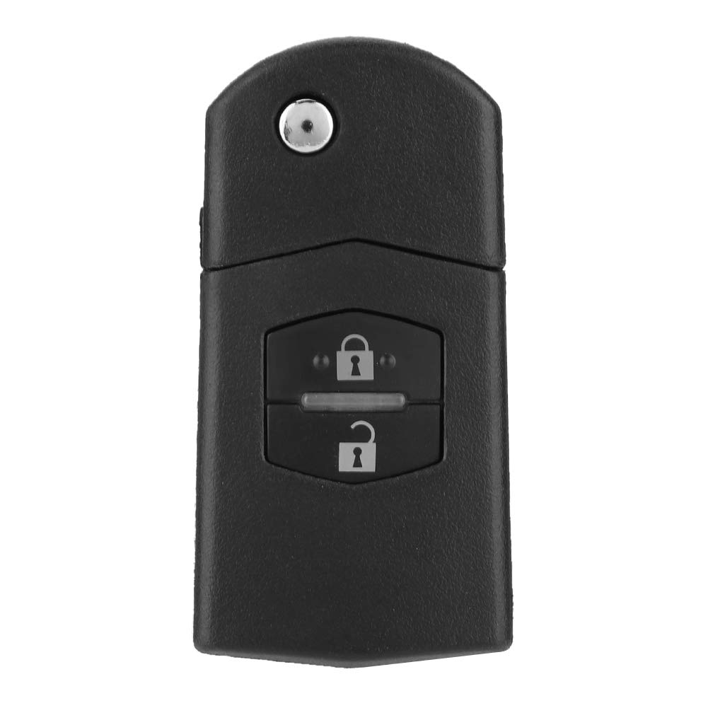 AuroraPeak Schlüsselanhänger-Abdeckung, Kunststoff, 2 Tasten, Klappschlüssel-Hülle für Mazda 2, 3, 5, 6, RX8, MX5, Schwarz von AuroraPeak