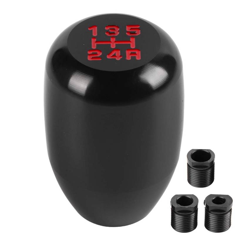 5 Gang Universal Schaltknauf Schalthebel Metal Gear Shift Knob Schaltknüppel mit 3 Adapter (8mm, 10mm, 12mm) für Manueller Autos (Black) von Ausla