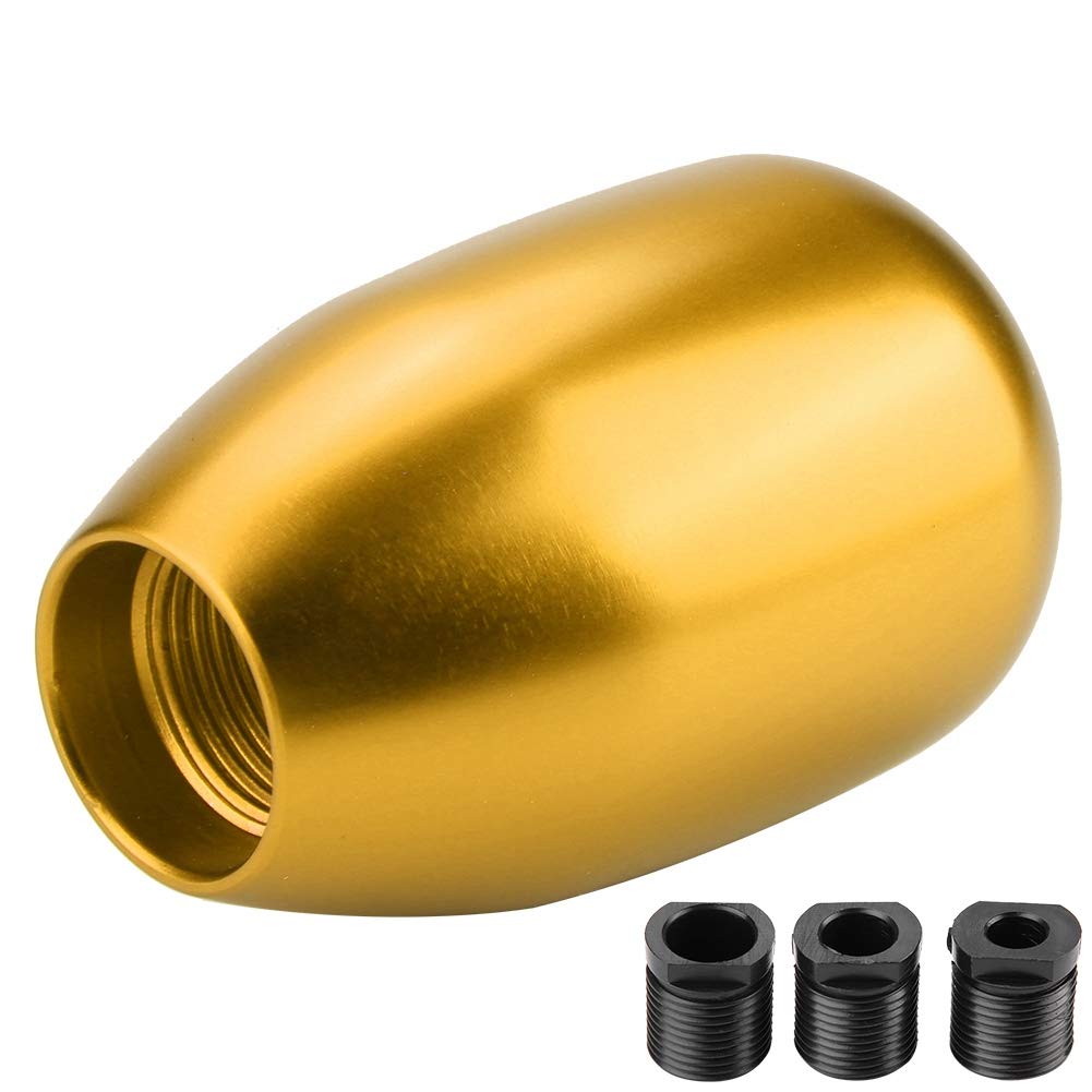 5 Gang Universal Schaltknauf Schalthebel Metal Gear Shift Knob Schaltknüppel mit 3 Adapter (8mm, 10mm, 12mm) für Manueller Autos (Gold) von Ausla