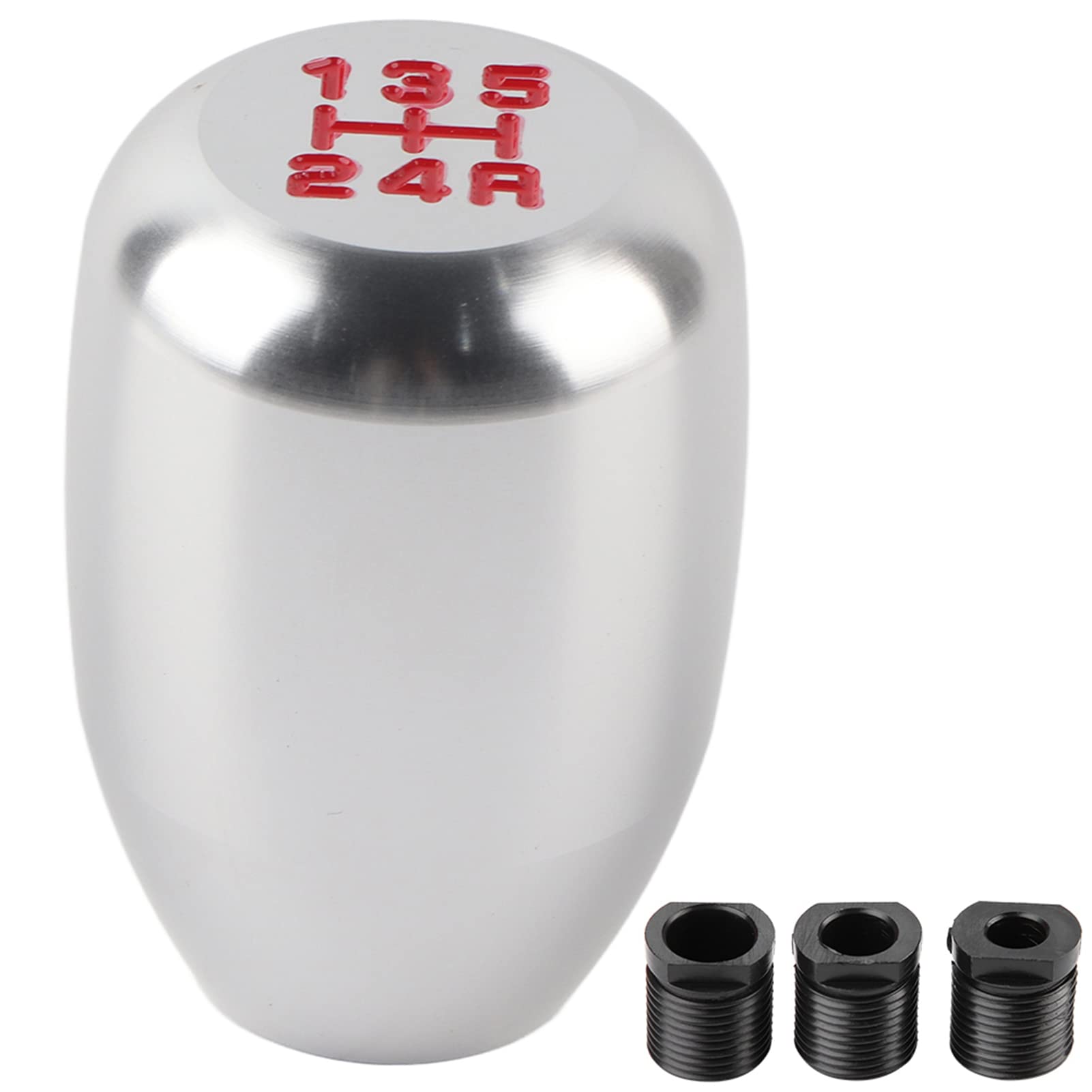 5 Gang Universal Schaltknauf Schalthebel Metal Gear Shift Knob Schaltknüppel mit 3 Adapter (8mm, 10mm, 12mm) für Manueller Autos (Silver) von Ausla