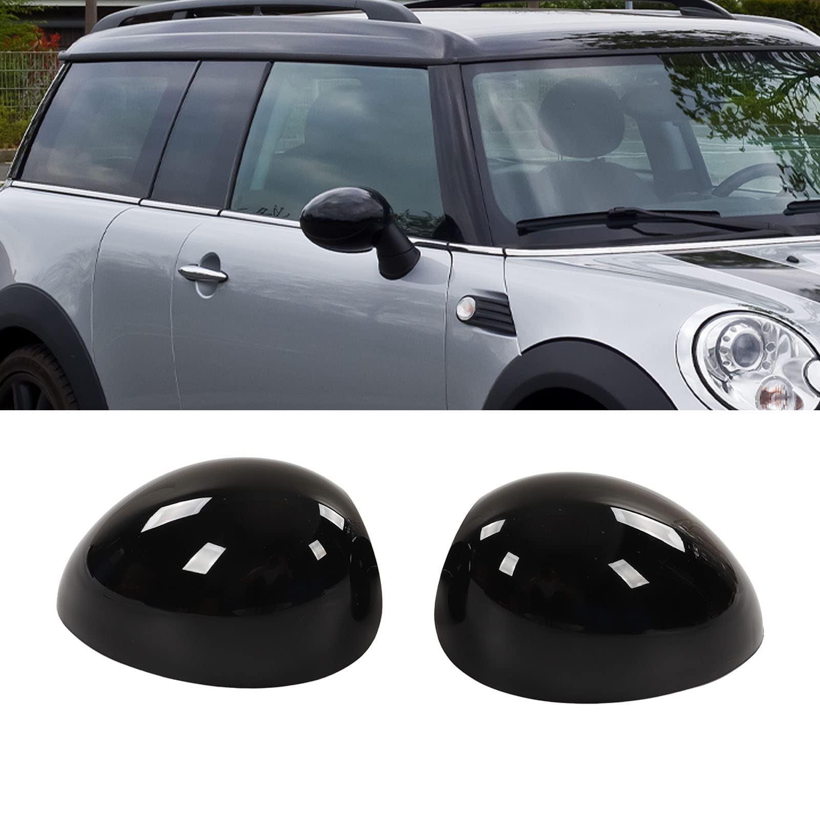 Ausla 2 Stück Glänzend Schwarze Türspiegelabdeckung für MINI Cooper Spiegelabdeckung Auto-Außentürspiegelabdeckung Ersatz für Cooper R55 R56 R57 R58 R59 R60 R61, Ausla0pg2mu7xhr von Ausla