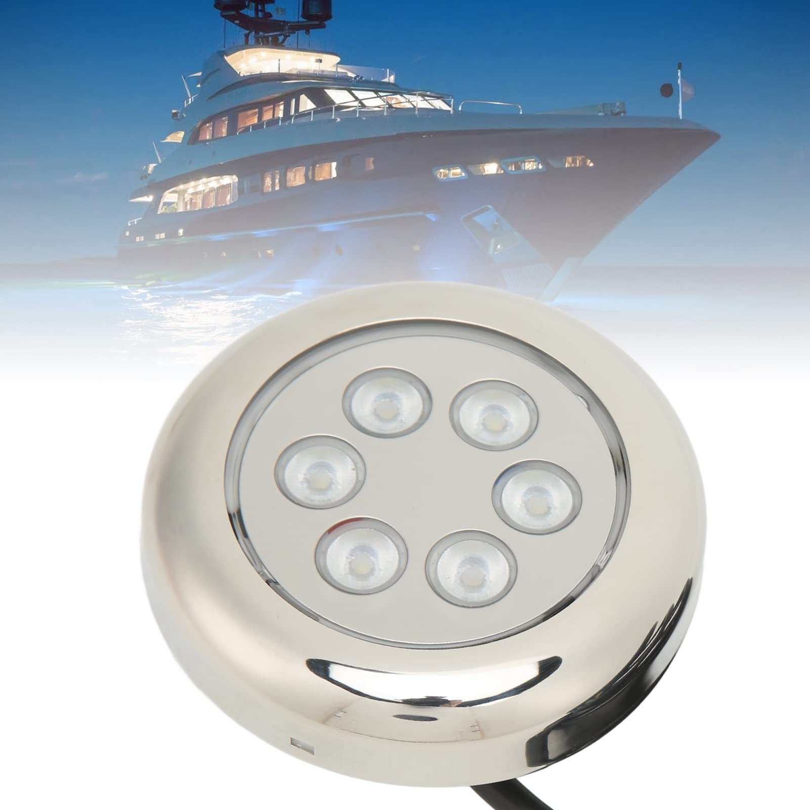 Ausla 6 LEDs wasserdichte Bootslichter 12V-24VDC 90mm Rundes Boots Heckleuchte Navigationslichter Marine Hecklicht für Yacht (Helles Licht) von Ausla