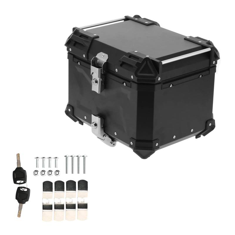 Universelles Motorrad-Abenteuer-Topcase-Heckbox-Gepäck, 45 L Aluminium, Strapazierfähig, mit Diamant-Lederfutter, Geeignet für von Ausla