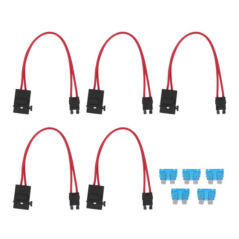 Kfz-Sicherungshalter-Anschluss, 5 Stück, Mini-Klingentyp, Kfz-Sicherungshalter, Robuste Steckverbinder-Drahtverlängerung für Fahrzeug-Geldautomaten, 20 A, 16 AWG mit 5 (ACT M von Ausla