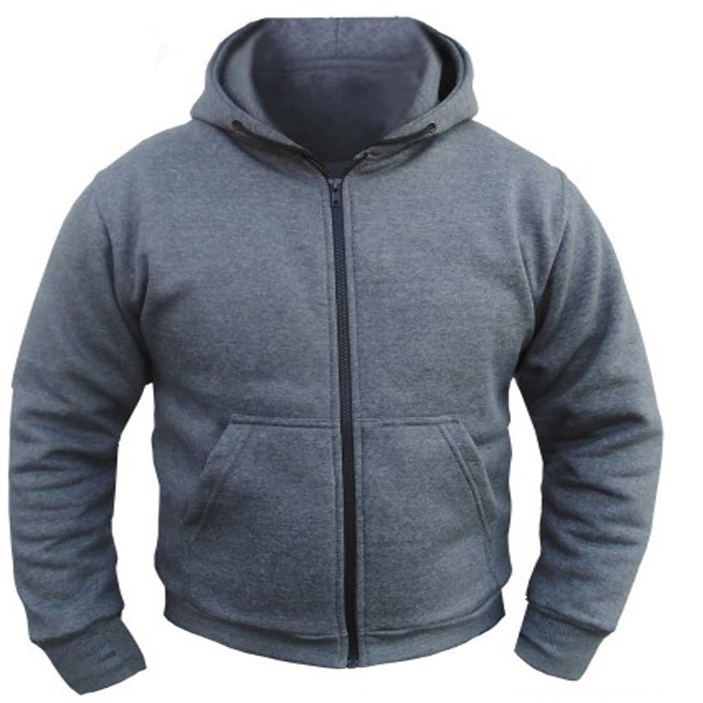 Motorradjacke mit Kapuze - CE-Protektoren - 100% Kevlar-Schutz - Fleece - Grau- L = 112 cm - 117 cm von Bikers Gear Australia