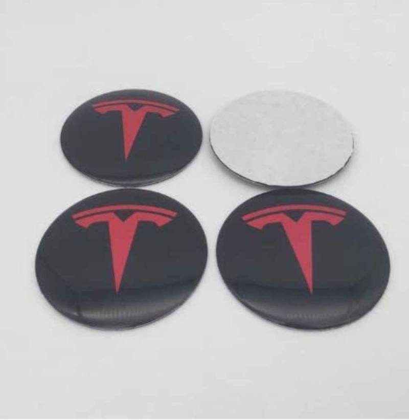 4 Stück Auto-Nabenaufkleber für Tesla Model 3 Model X Model Y Model S 56 mm, Radkappen-Aufkleber mit Auto-Logo, Auto-Tuning-Zubehör, Normal-C von AusuB