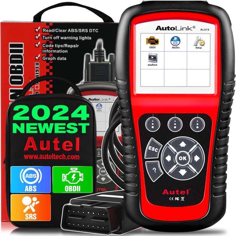 Autel AutoLink AL619 2024 Neuester OBD2 Scanner, Auto ABS/SRS Diagnosegerät, Zurücksetzen der ABS Airbag Warnleuchten, OBDII Funktion mit Live-Daten, Ready-Test, Erweiterte von AL519/ ML519/ ML619 von Autel